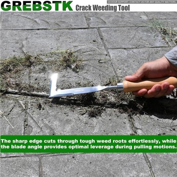 Crack Weeder Crevice Weeding Tool Stainless Steel Manual Weeder Beech Handle - Picture 5 of 7